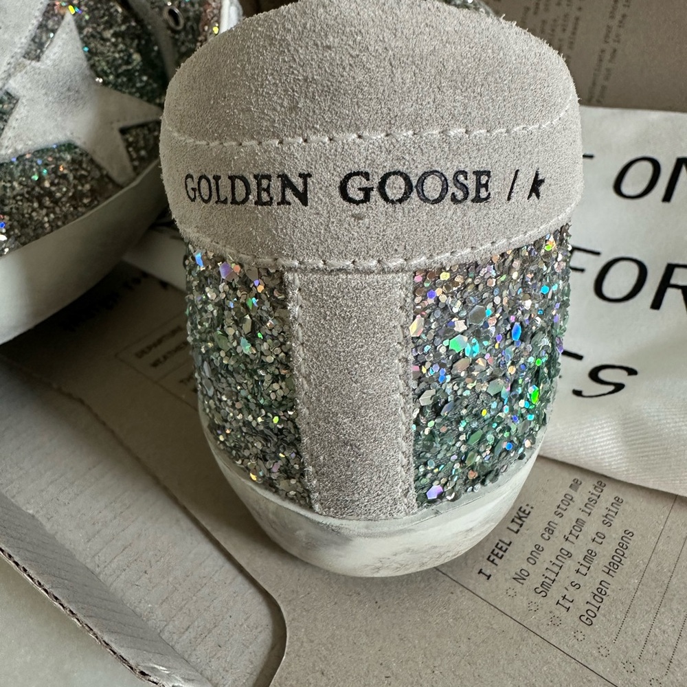 NEW Golden Goose Silver Glitter Sneakers- Size 37 - Picture 2 of 10